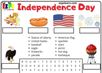 Independence Day 4th of July Word Search and Match the Words for Kids